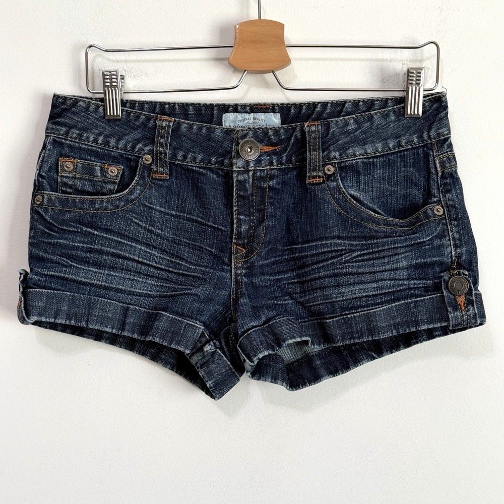 Aeropostale Cuffed Jean Shorts 7/8 Micro Low Rise Festival Summer Y2K Denim Boho